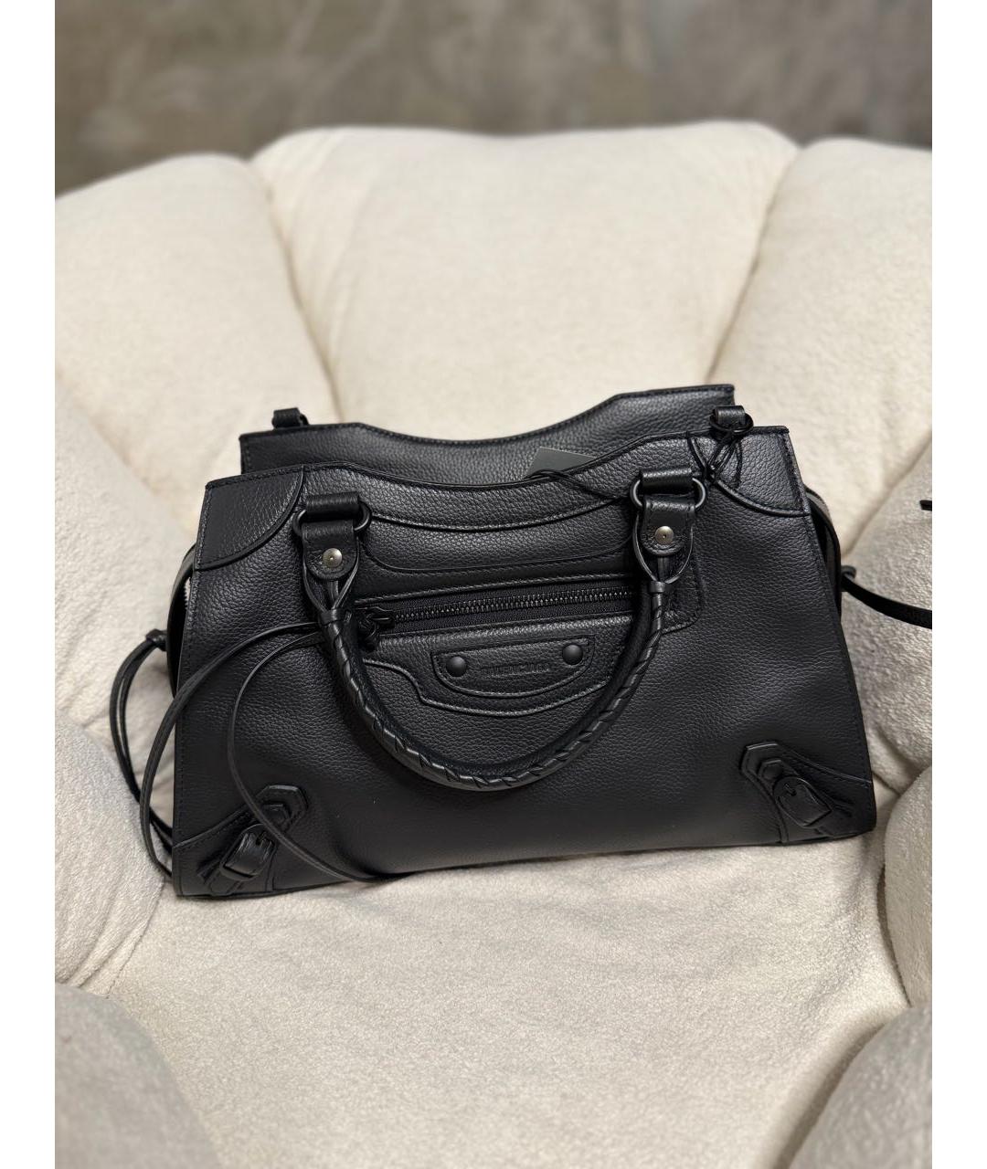 BALENCIAGA Черная кожаная сумка с короткими ручками, фото 2