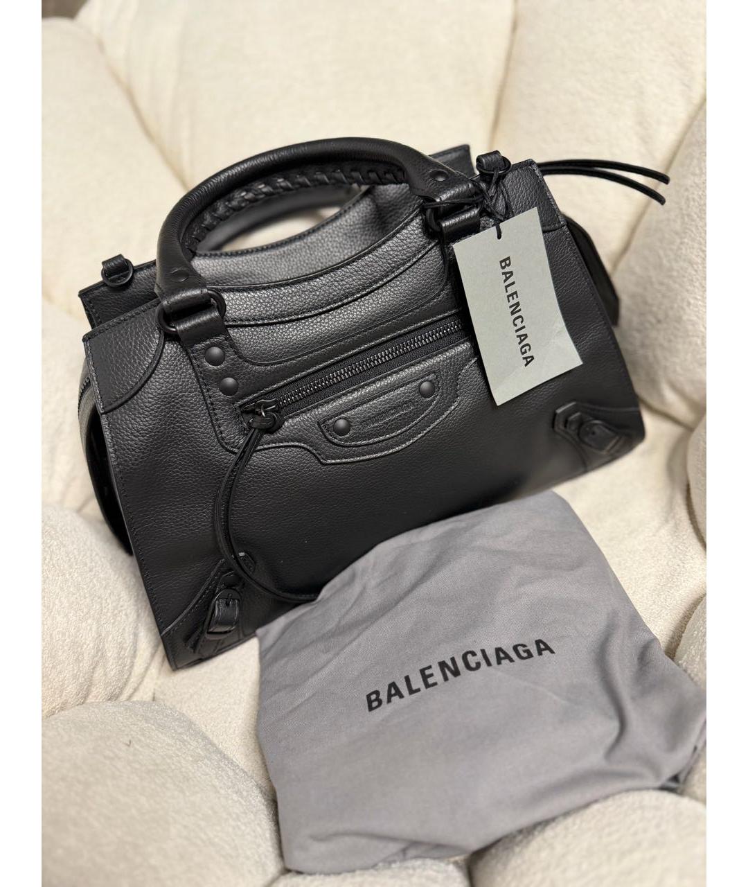 BALENCIAGA Черная кожаная сумка с короткими ручками, фото 4