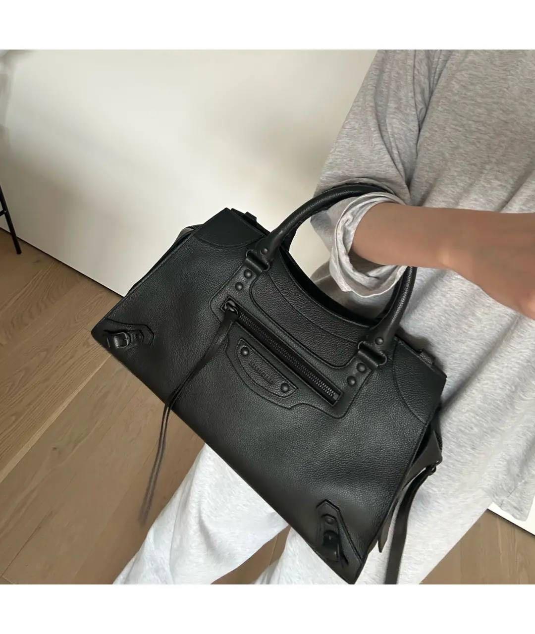 BALENCIAGA Черная кожаная сумка с короткими ручками, фото 5