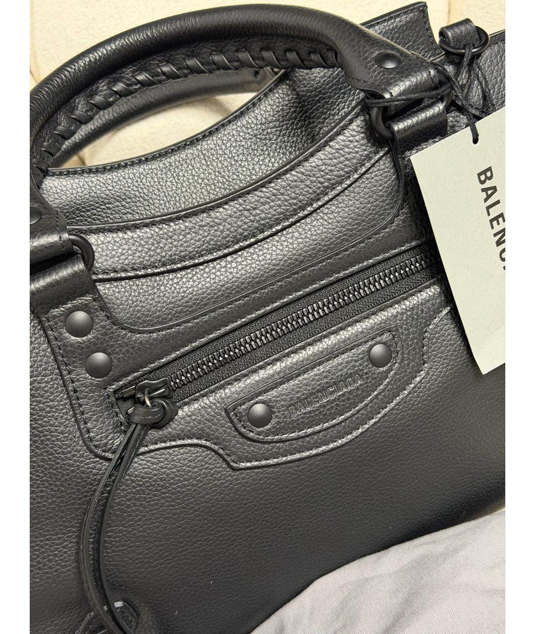 BALENCIAGA Черная кожаная сумка с короткими ручками, фото 6