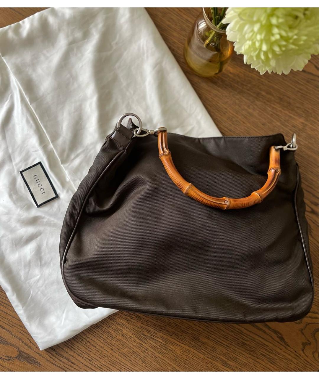 GUCCI Коричневая синтетическая сумка с короткими ручками, фото 2