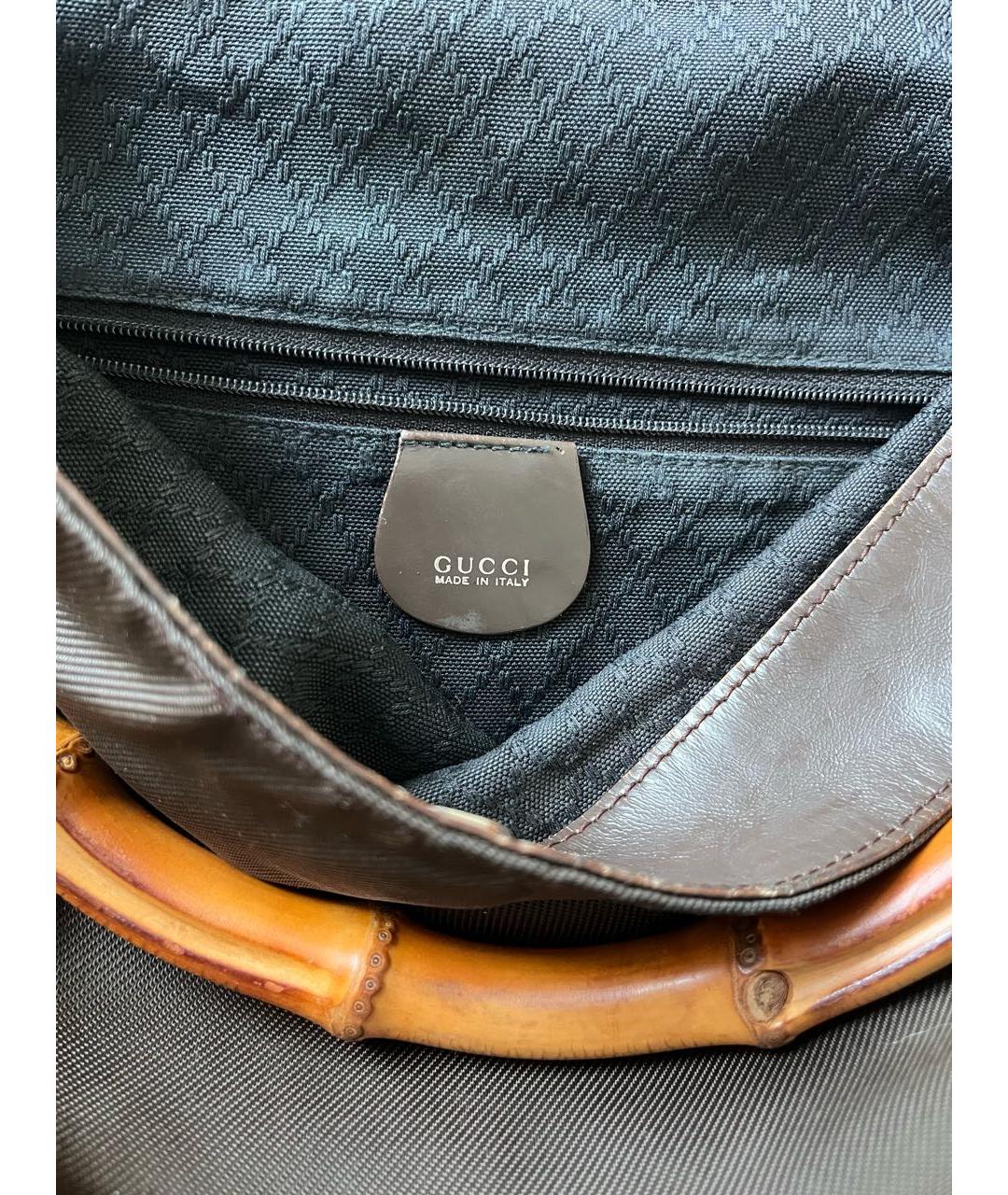 GUCCI Коричневая синтетическая сумка с короткими ручками, фото 6