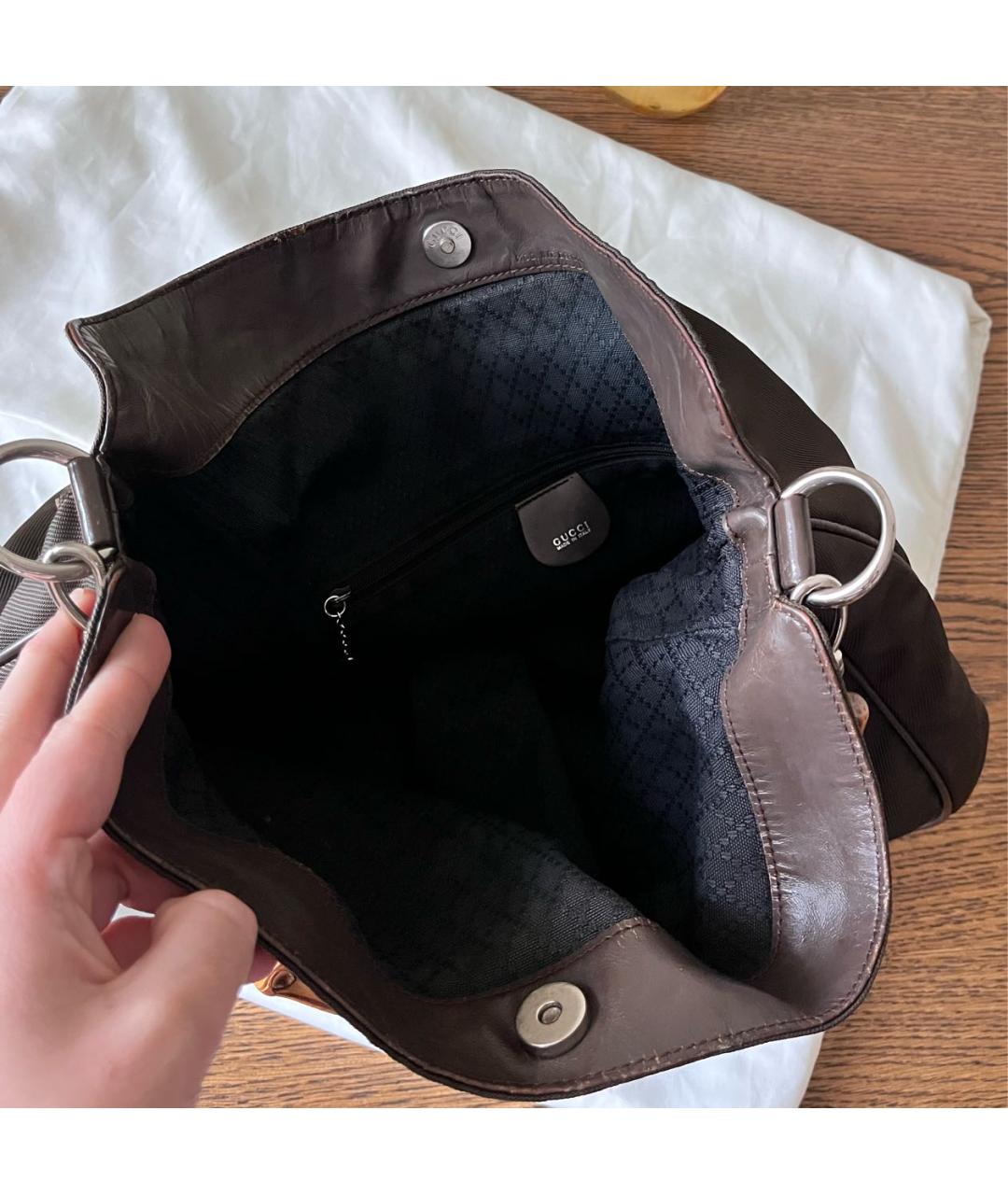 GUCCI Коричневая синтетическая сумка с короткими ручками, фото 7