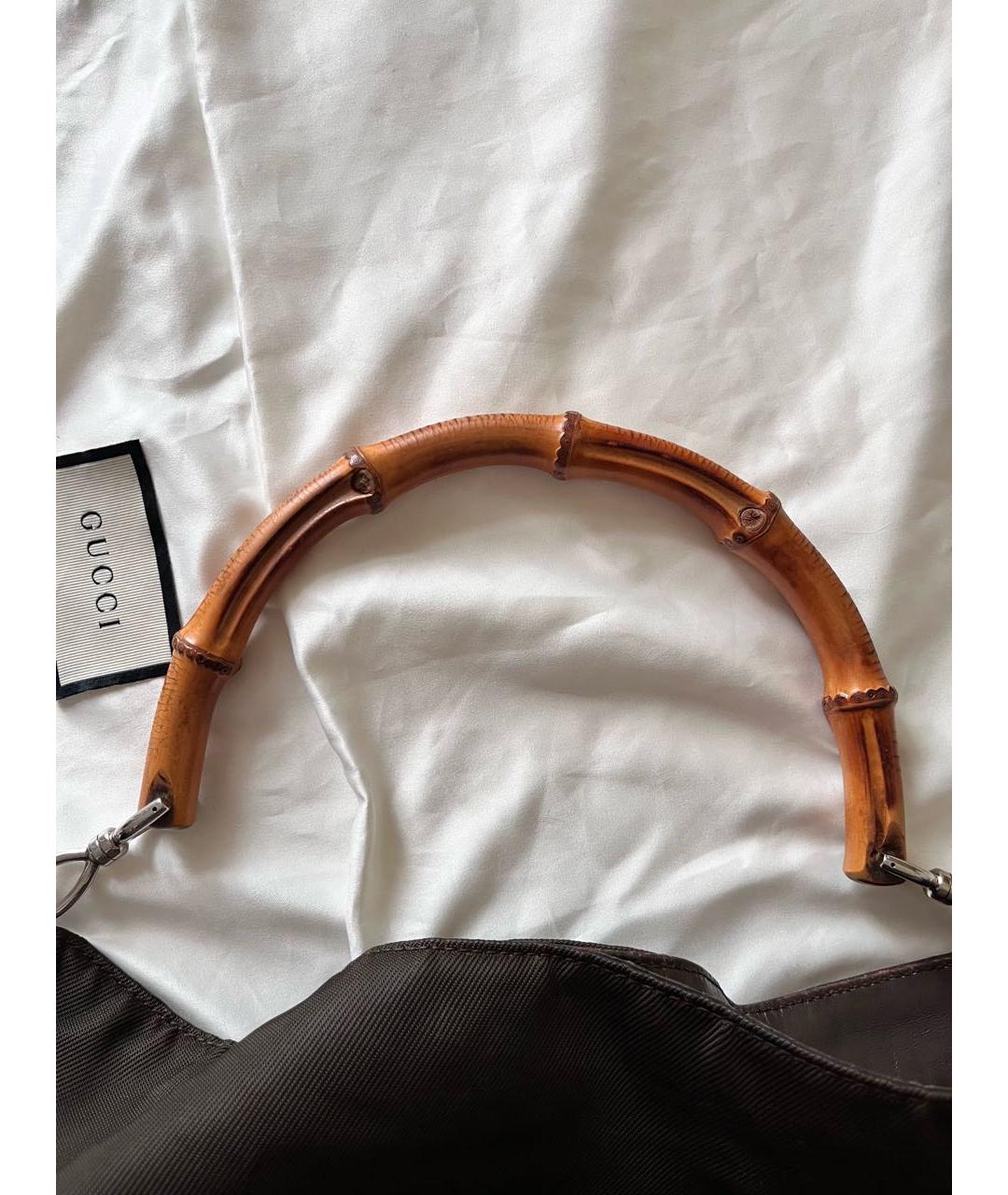 GUCCI Коричневая синтетическая сумка с короткими ручками, фото 4