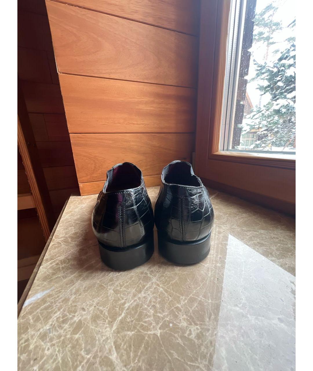 RALPH LAUREN Черные лоферы из экзотической кожи, фото 4