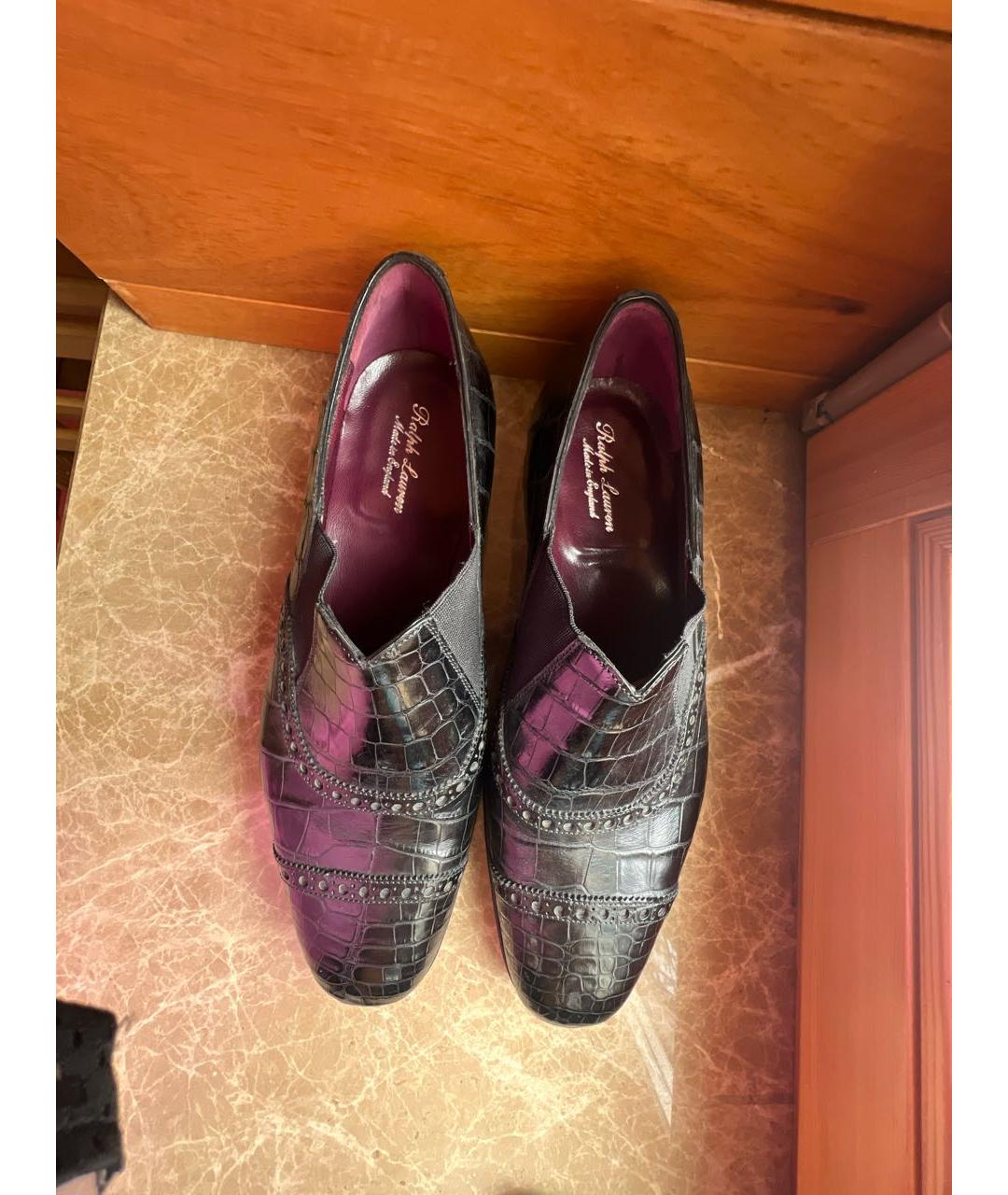 RALPH LAUREN Черные лоферы из экзотической кожи, фото 3