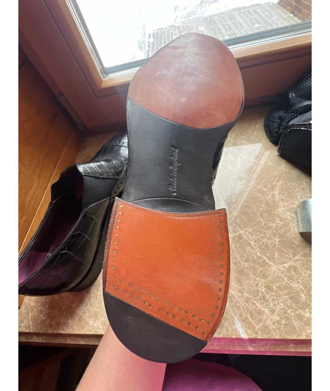 RALPH LAUREN Черные лоферы из экзотической кожи, фото 6