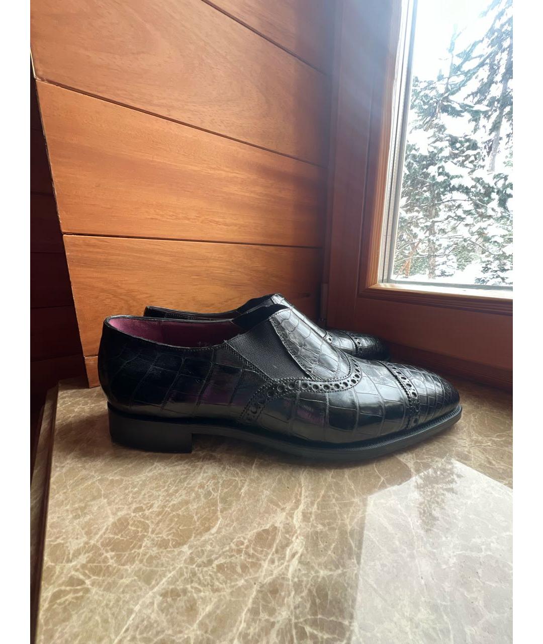 RALPH LAUREN Черные лоферы из экзотической кожи, фото 8
