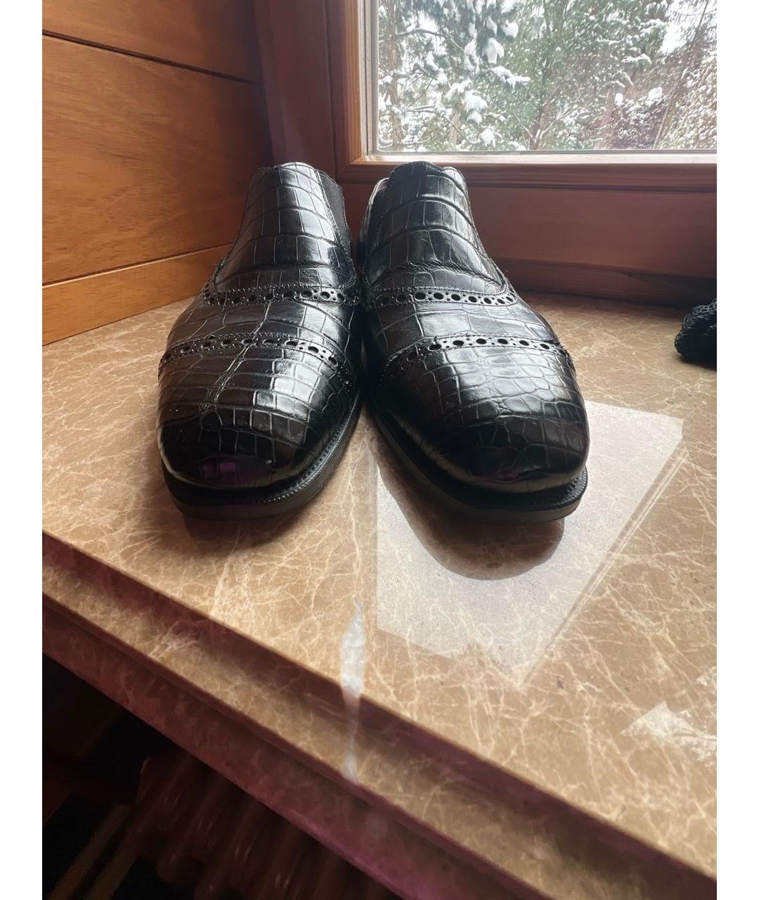 RALPH LAUREN Черные лоферы из экзотической кожи, фото 2