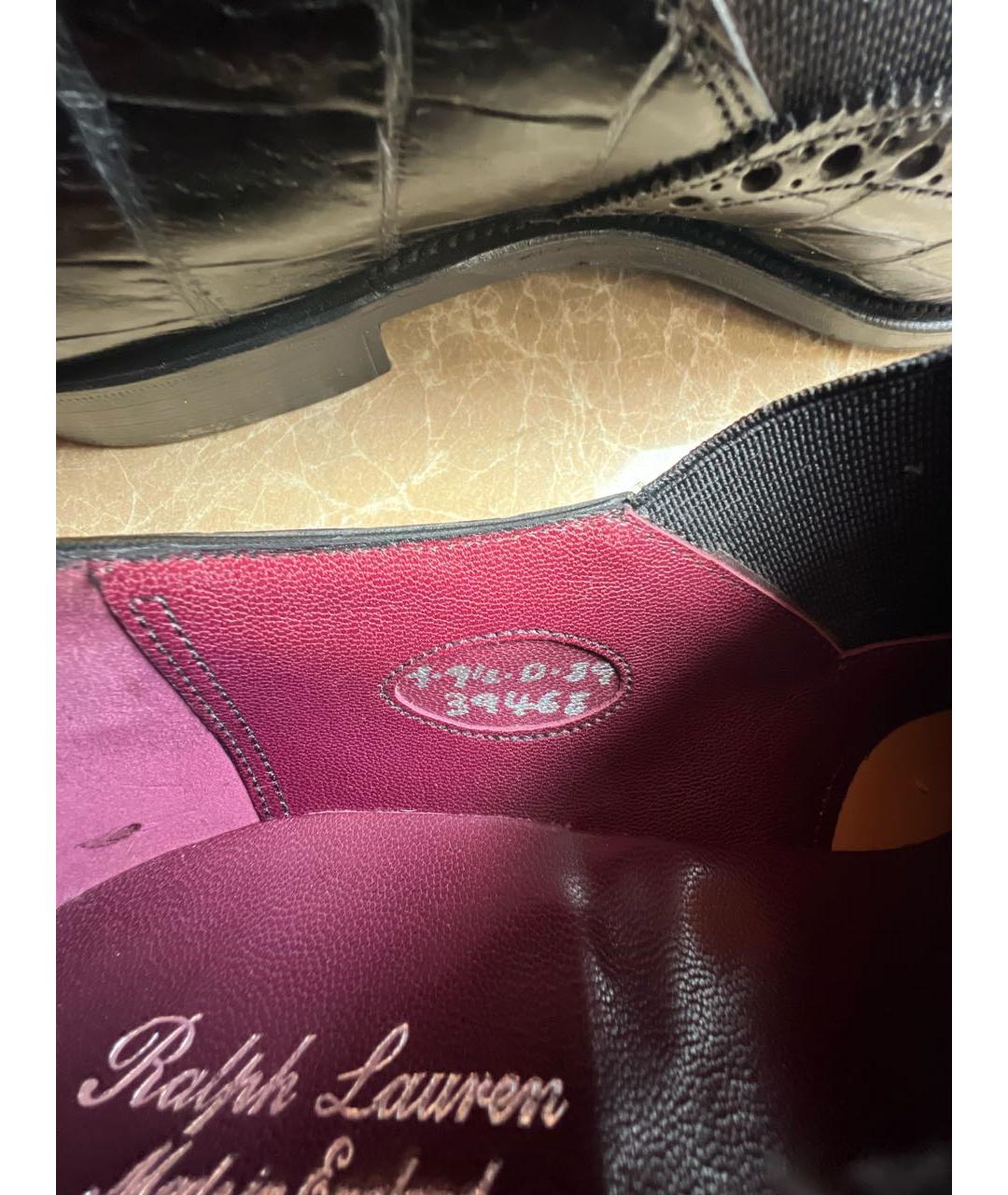 RALPH LAUREN Черные лоферы из экзотической кожи, фото 7