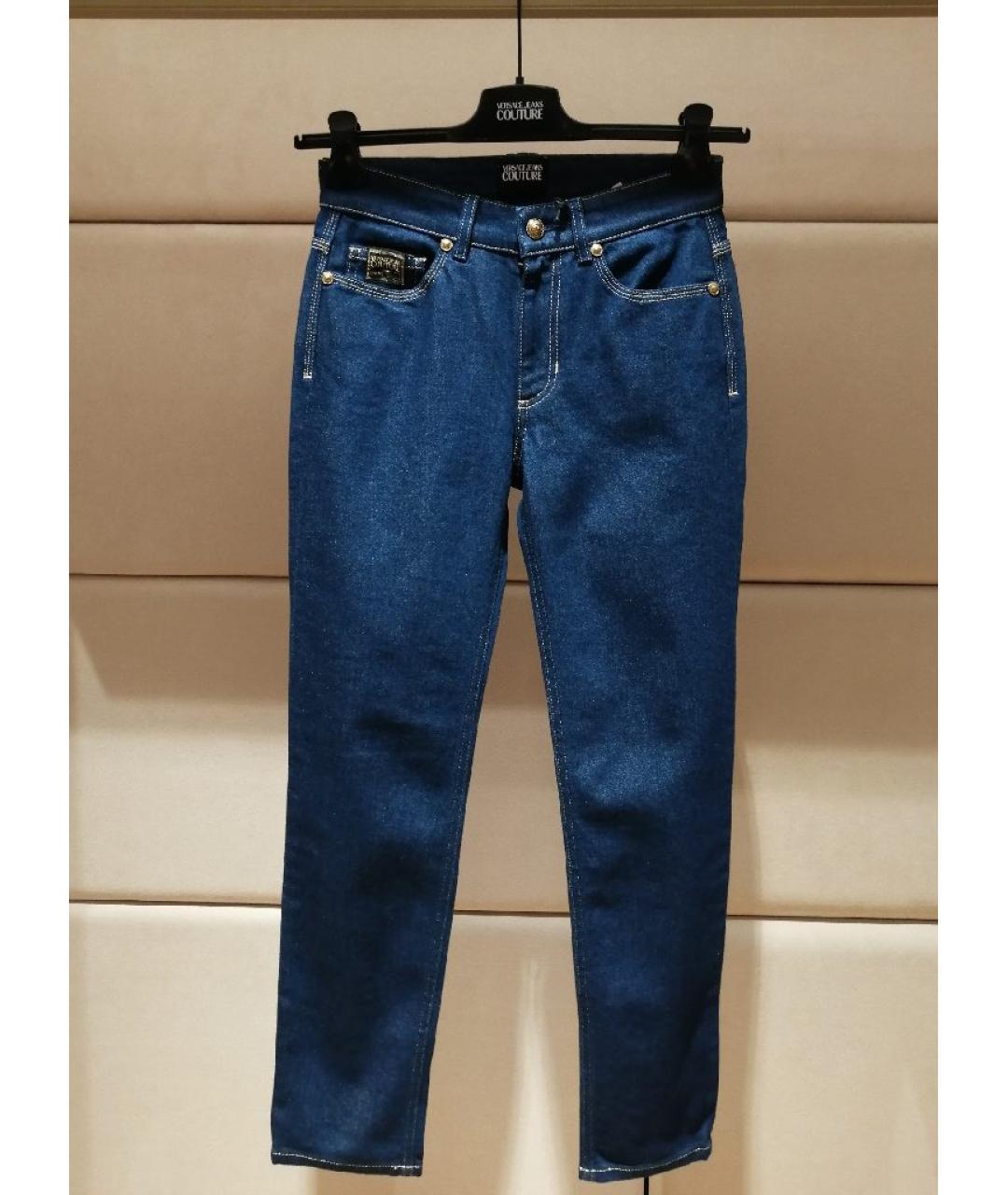 VERSACE JEANS COUTURE Синие хлопковые джинсы слим, фото 3