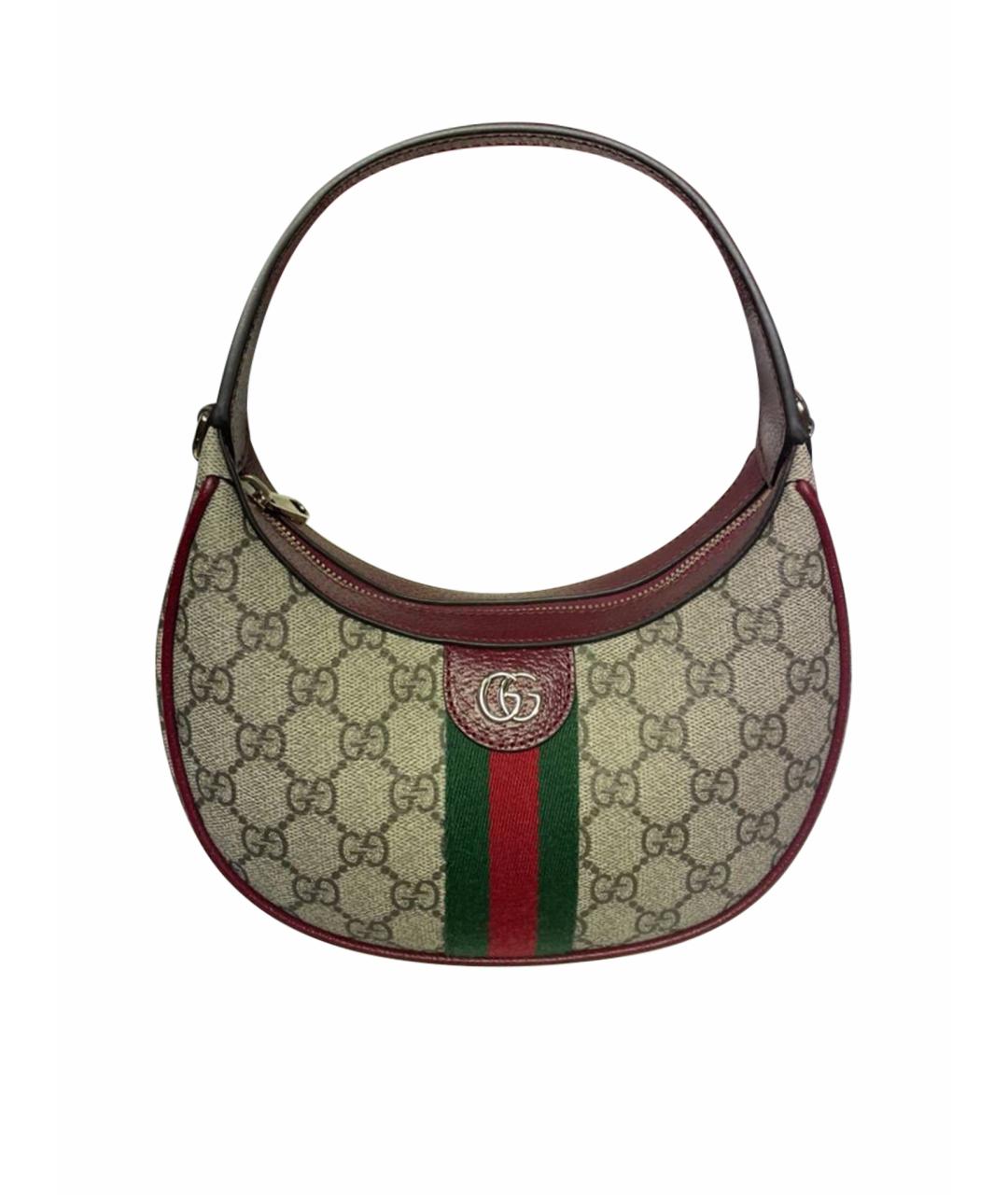 GUCCI Бежевая кожаная сумка с короткими ручками, фото 1