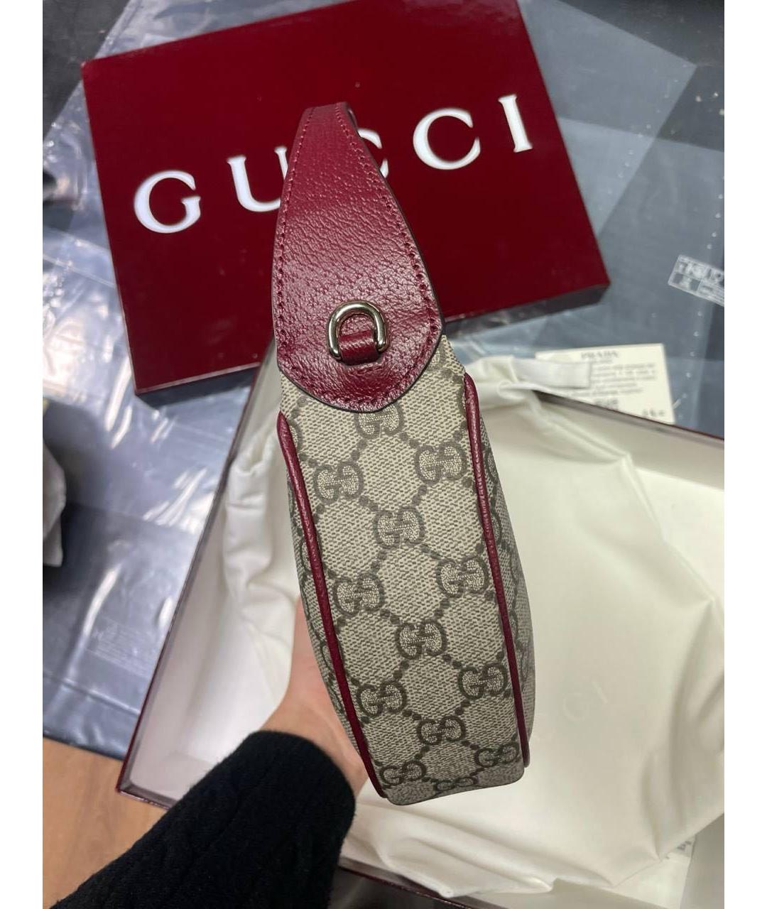 GUCCI Бежевая кожаная сумка с короткими ручками, фото 2