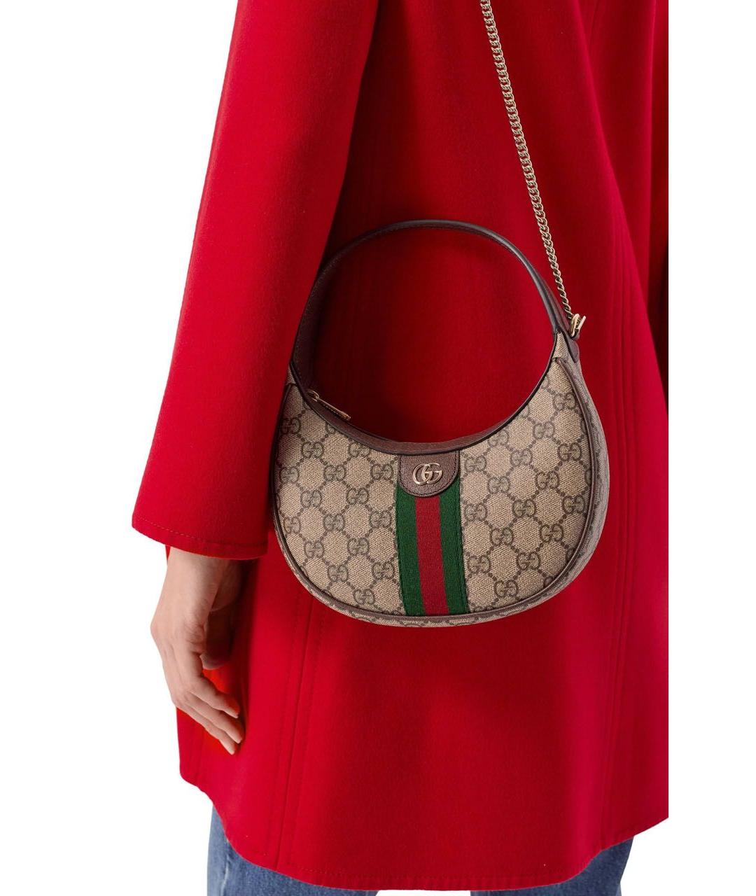 GUCCI Бежевая кожаная сумка с короткими ручками, фото 5