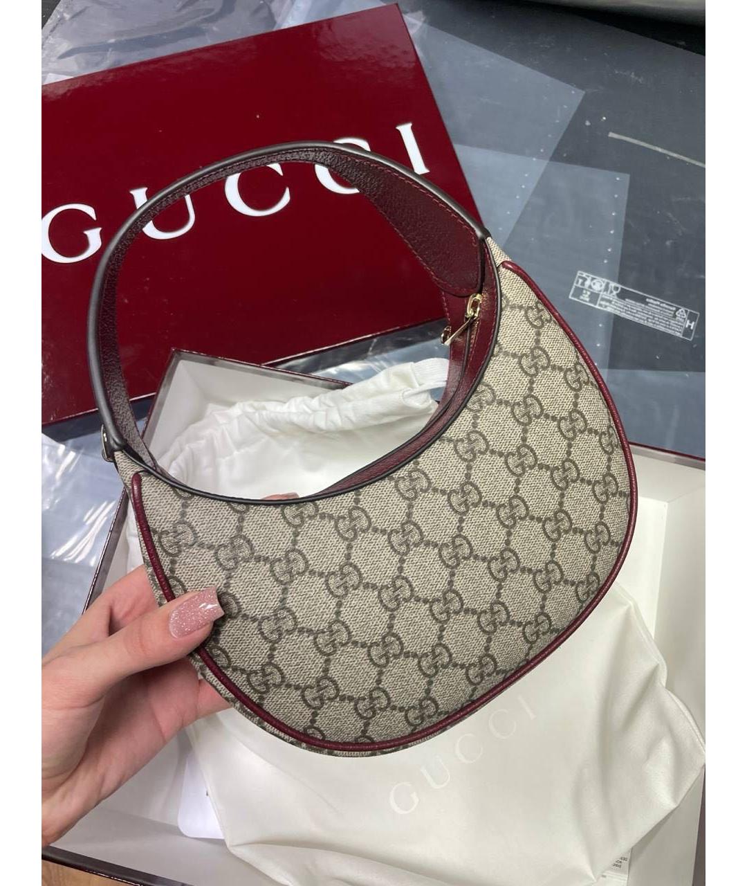 GUCCI Бежевая кожаная сумка с короткими ручками, фото 3