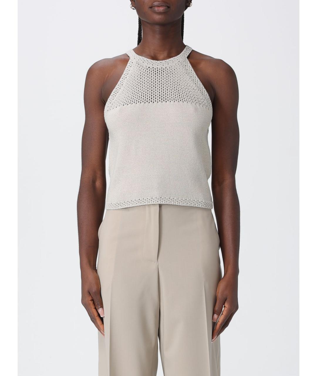 ARMANI EXCHANGE Бежевая хлопковая майка, фото 4