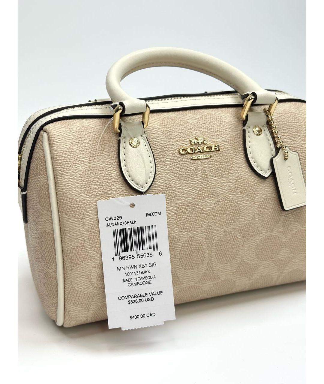 COACH Бежевая сумка с короткими ручками, фото 5