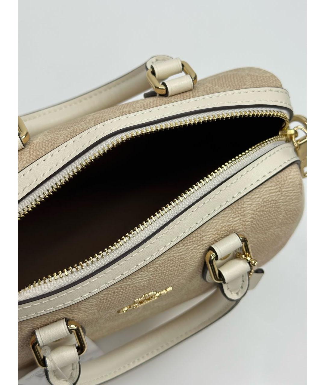 COACH Бежевая сумка с короткими ручками, фото 4