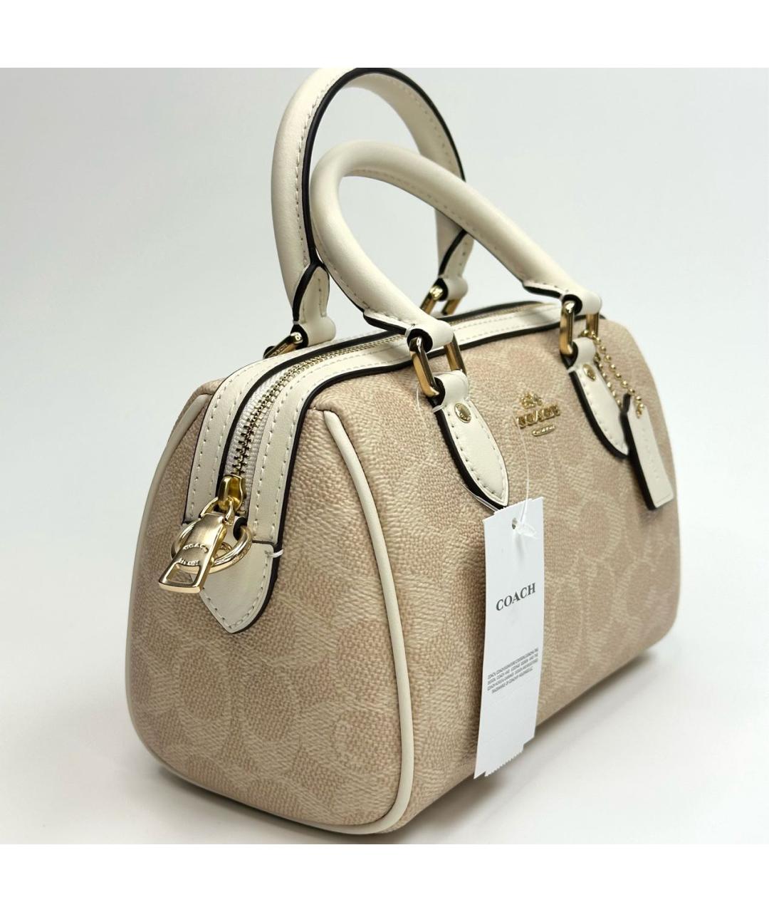 COACH Бежевая сумка с короткими ручками, фото 2
