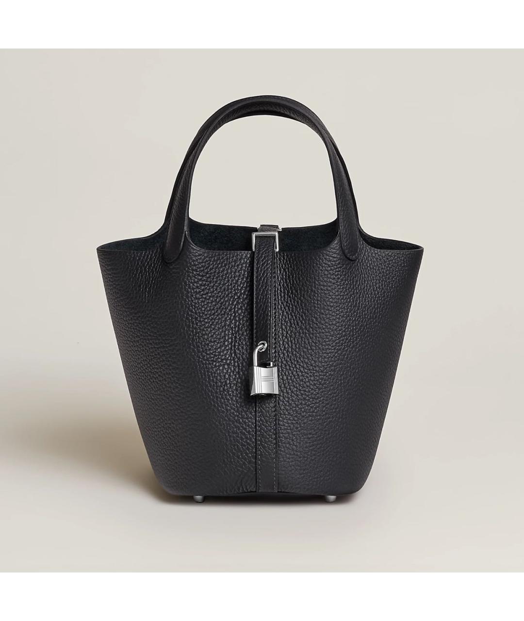 HERMES Черная кожаная сумка с короткими ручками, фото 9