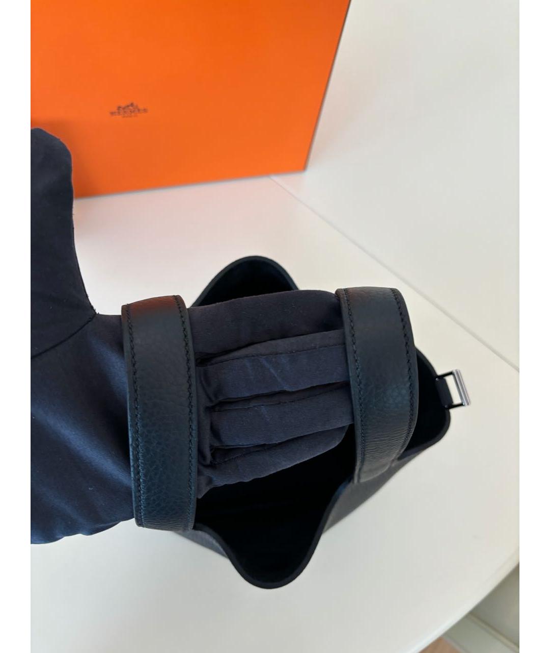 HERMES Черная кожаная сумка с короткими ручками, фото 6