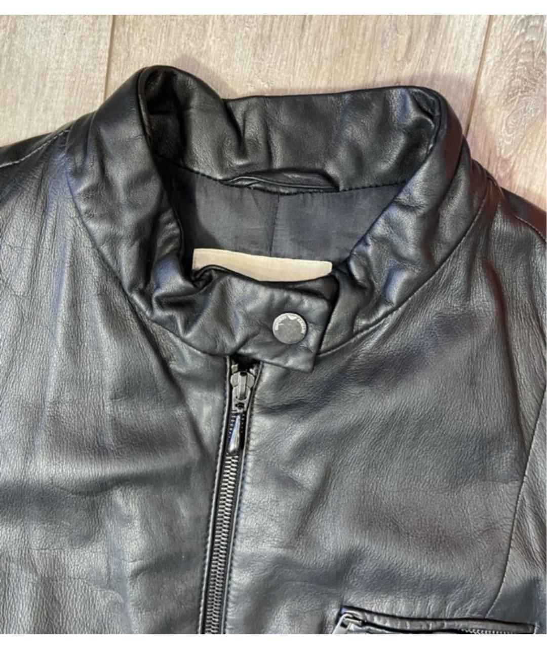 EMPORIO ARMANI Черное кожаное пальто, фото 3