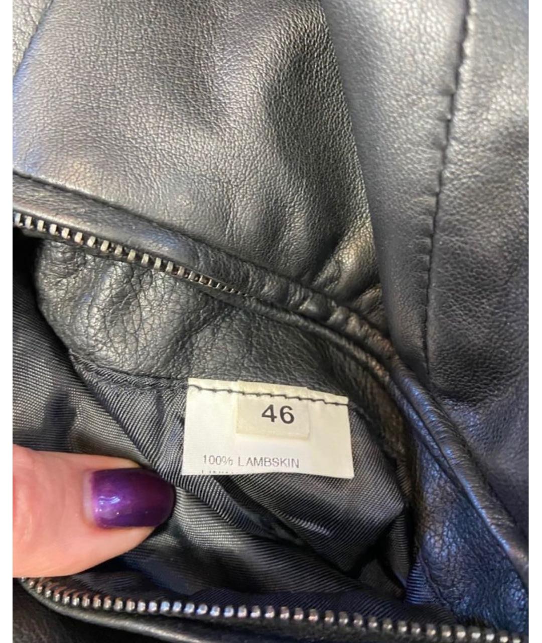 EMPORIO ARMANI Черное кожаное пальто, фото 4