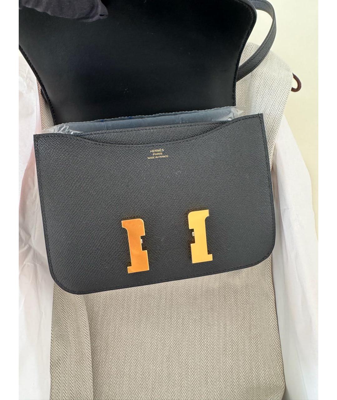 HERMES Черная кожаная сумка через плечо, фото 5