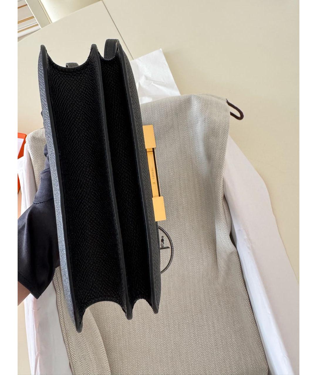 HERMES Черная кожаная сумка через плечо, фото 4