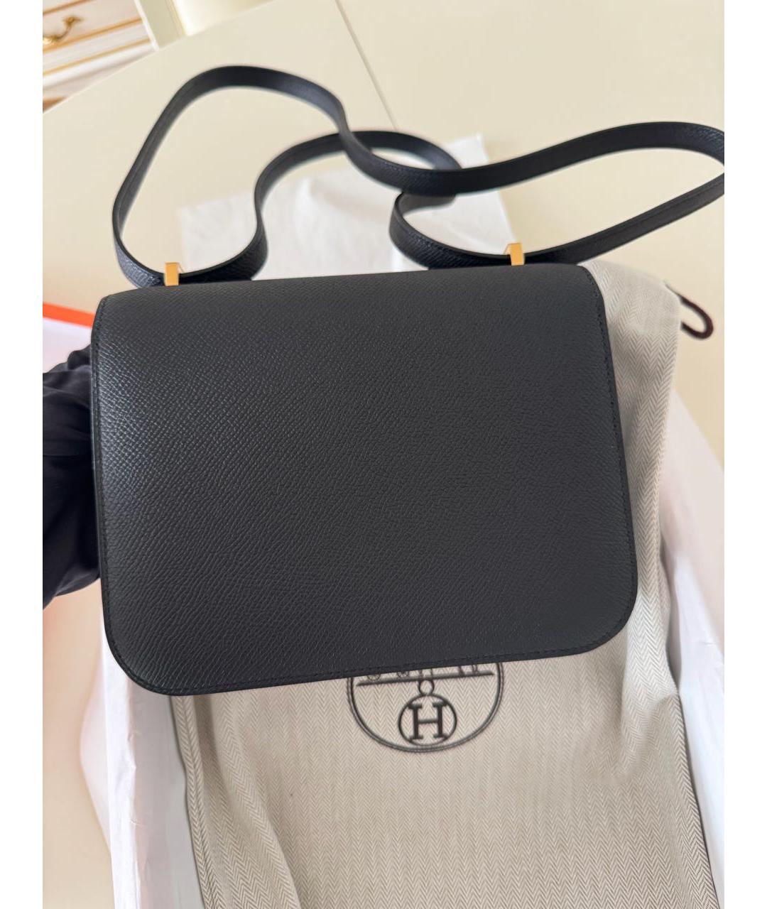 HERMES Черная кожаная сумка через плечо, фото 3