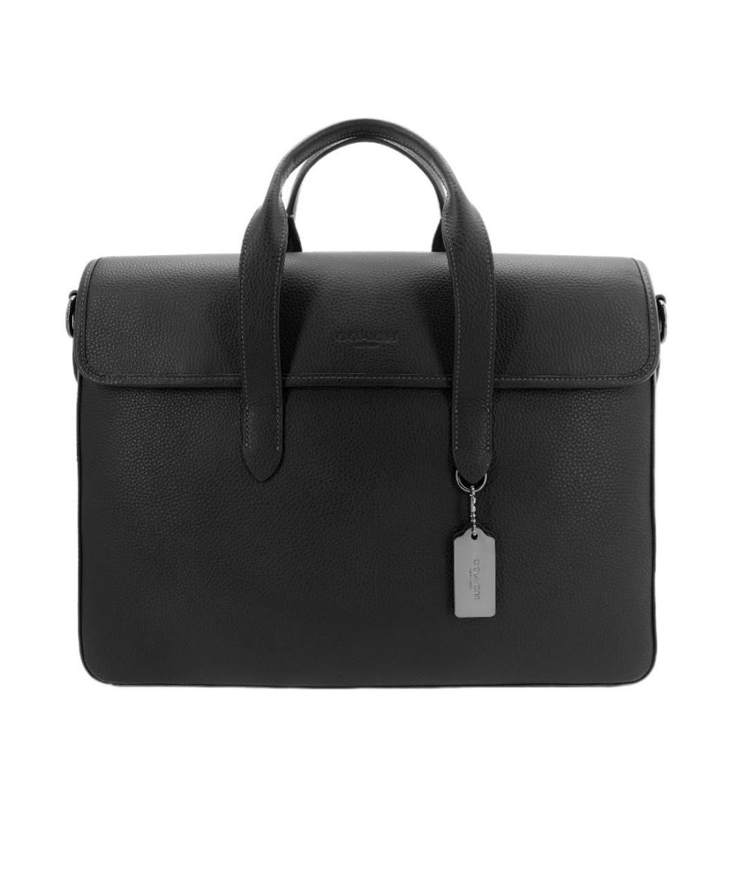 COACH Черный кожаный портфель, фото 7