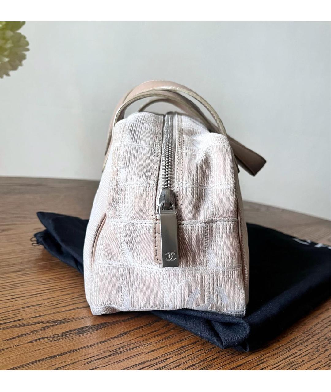 CHANEL Бежевая синтетическая сумка с короткими ручками, фото 5