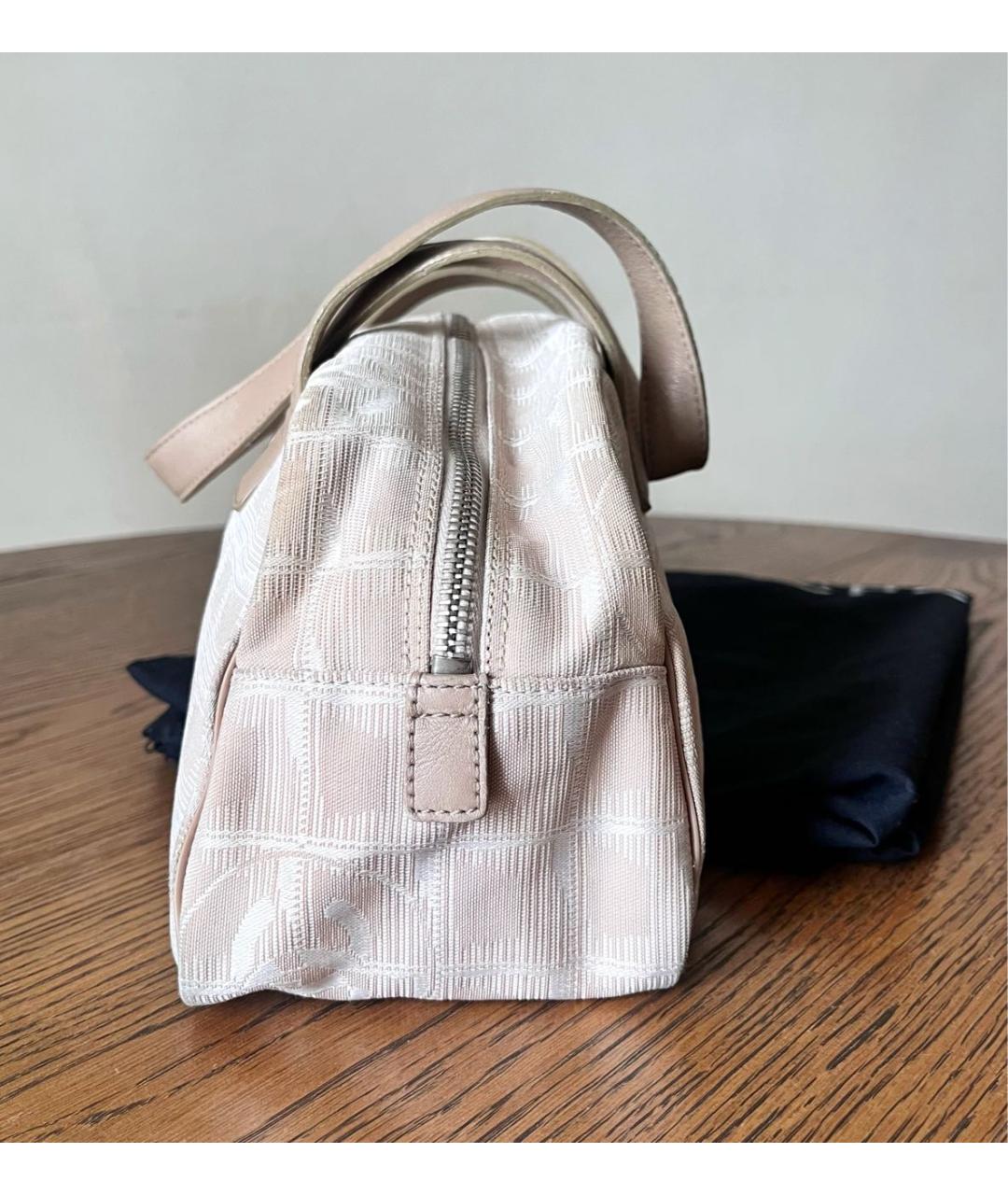 CHANEL Бежевая синтетическая сумка с короткими ручками, фото 4