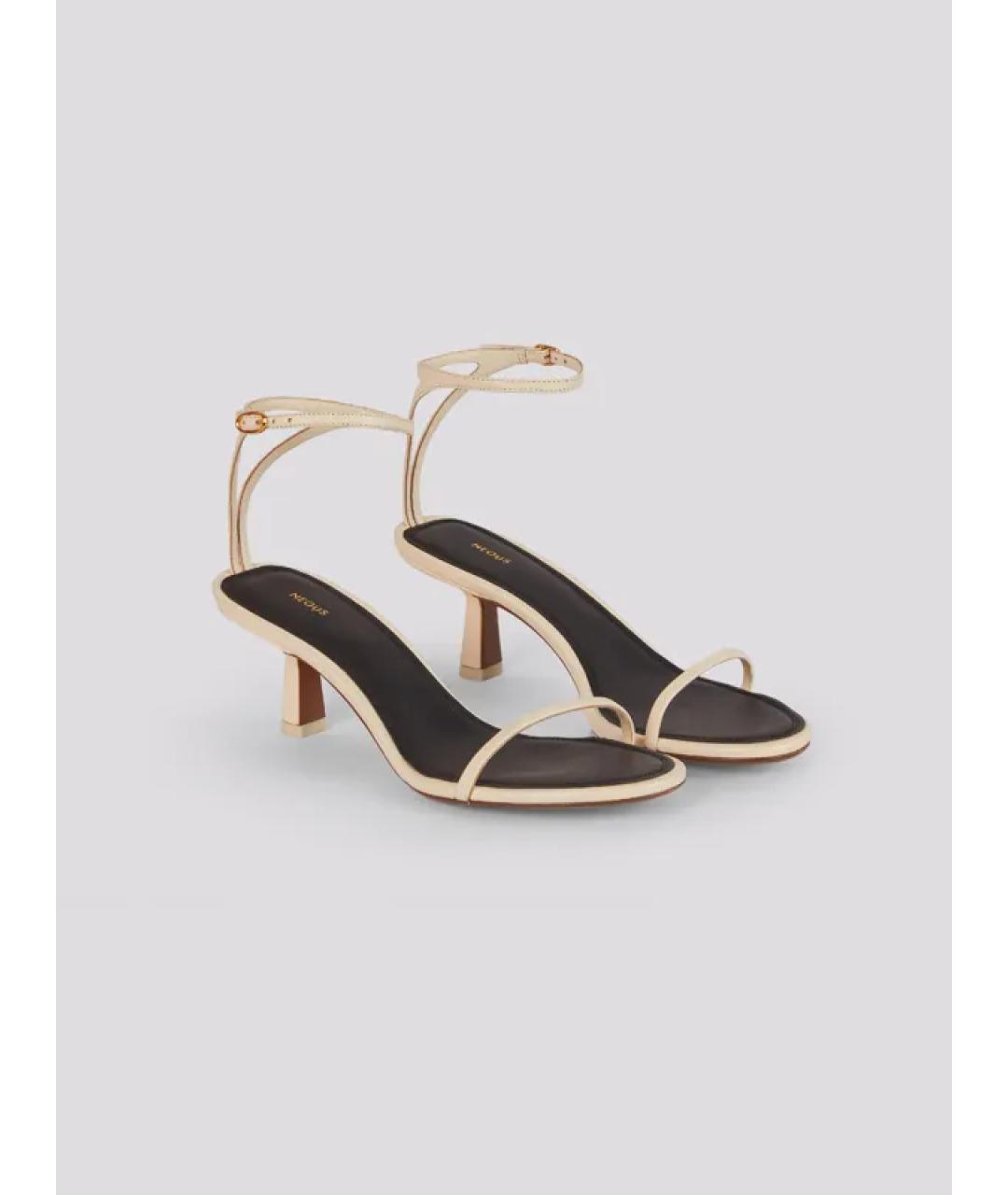 NEOUS Бежевые кожаные босоножки, фото 2