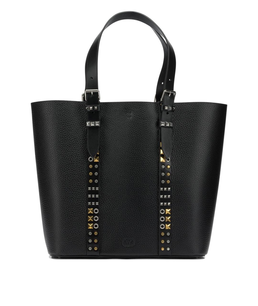 VALENTINO Черная кожаная сумка тоут, фото 1