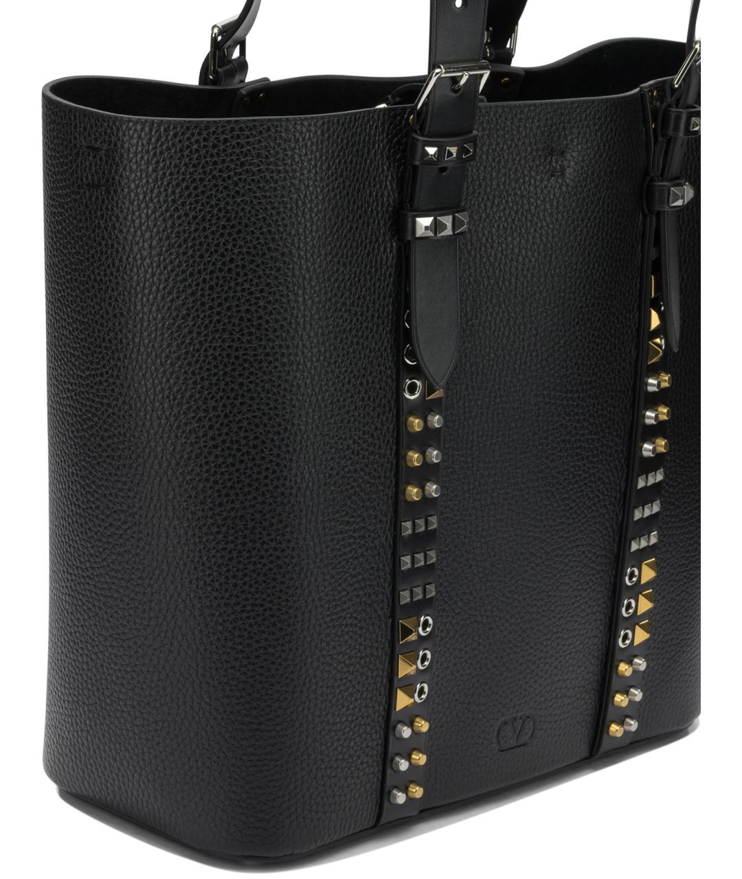 VALENTINO Черная кожаная сумка тоут, фото 2