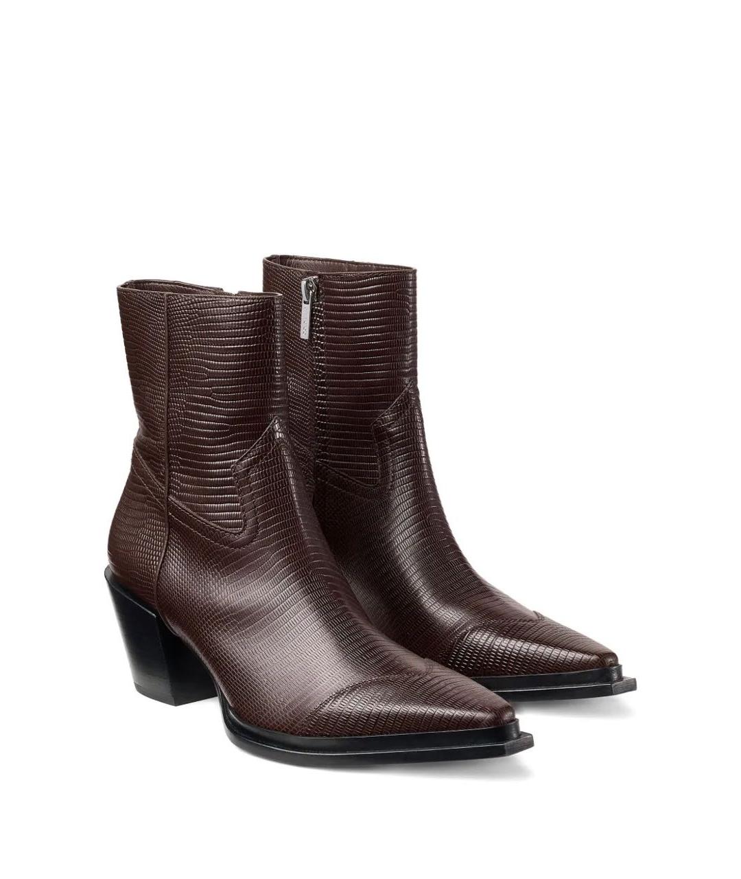 JIMMY CHOO Коричневые кожаные ботильоны, фото 7
