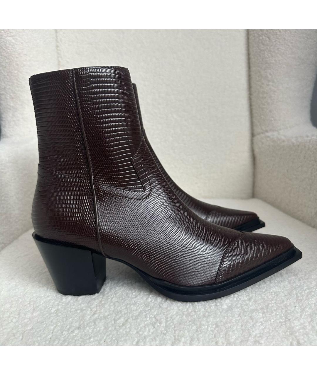 JIMMY CHOO Коричневые кожаные ботильоны, фото 9