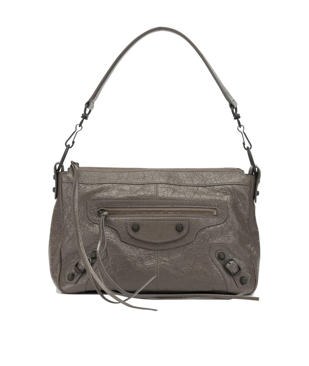 BALENCIAGA Серая кожаная сумка на плечо, фото 1