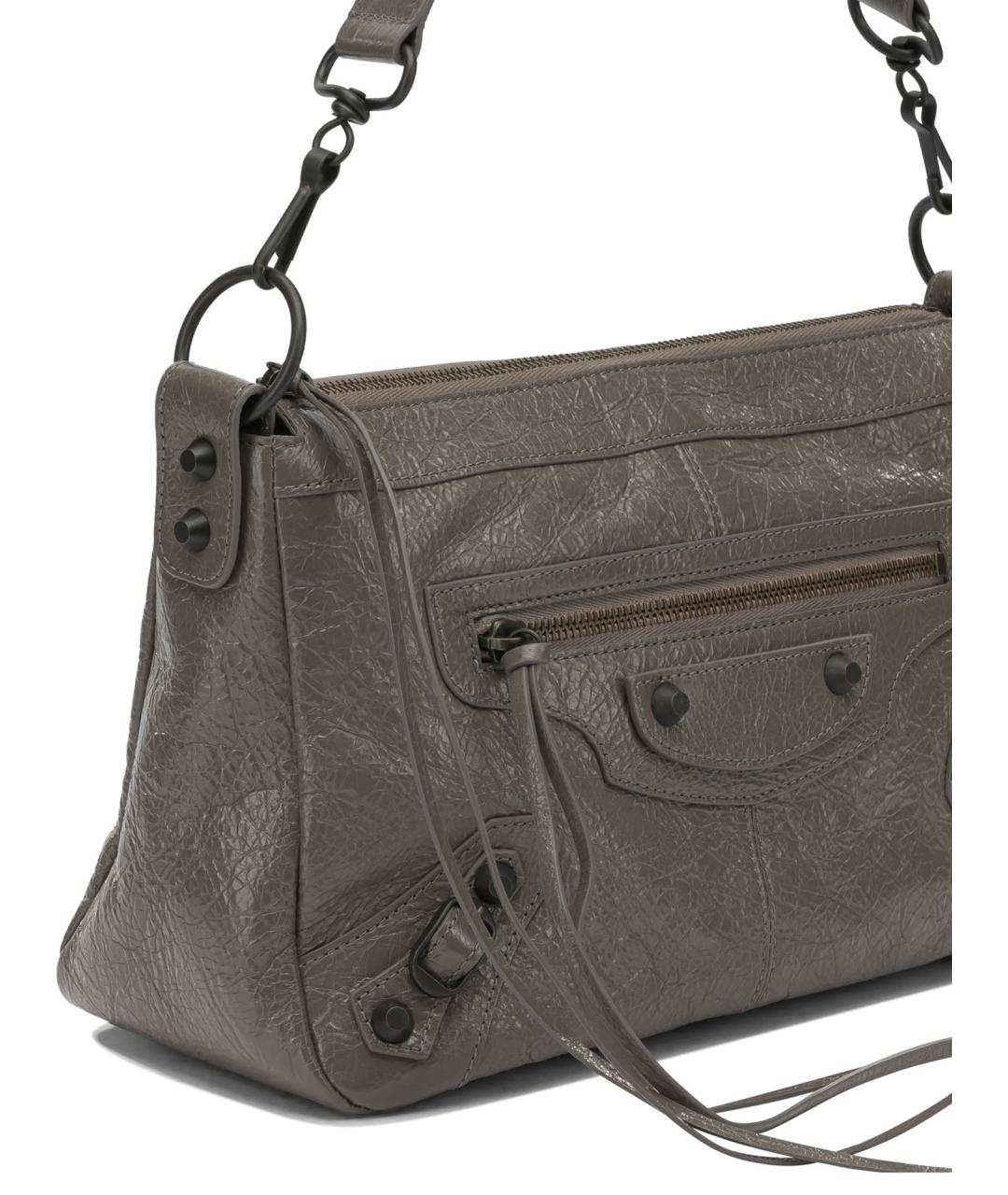 BALENCIAGA Серая кожаная сумка на плечо, фото 3