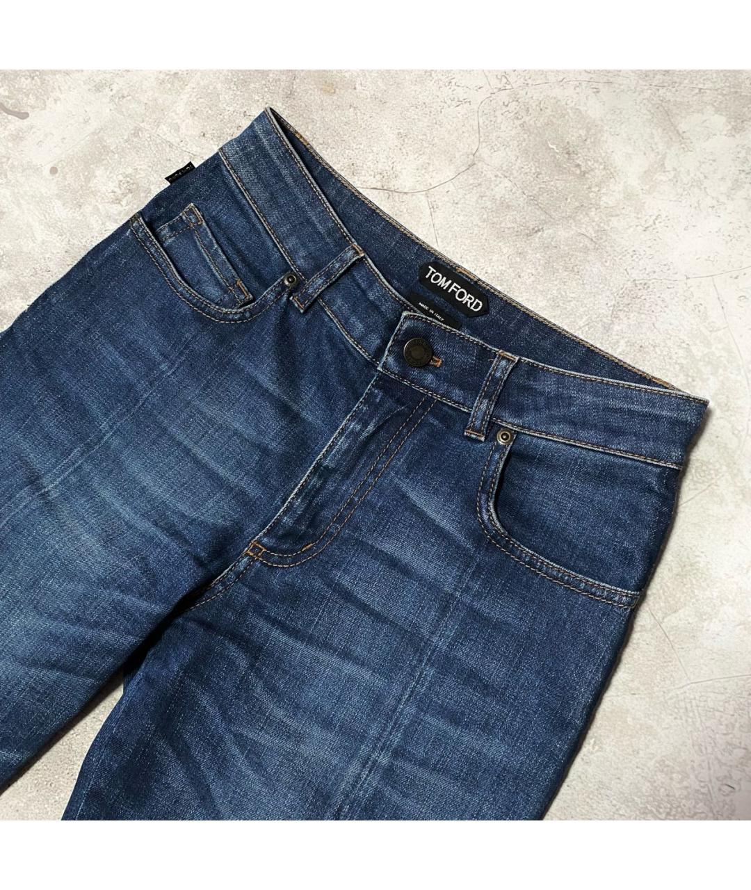 TOM FORD Синие хлопко-эластановые джинсы слим, фото 3