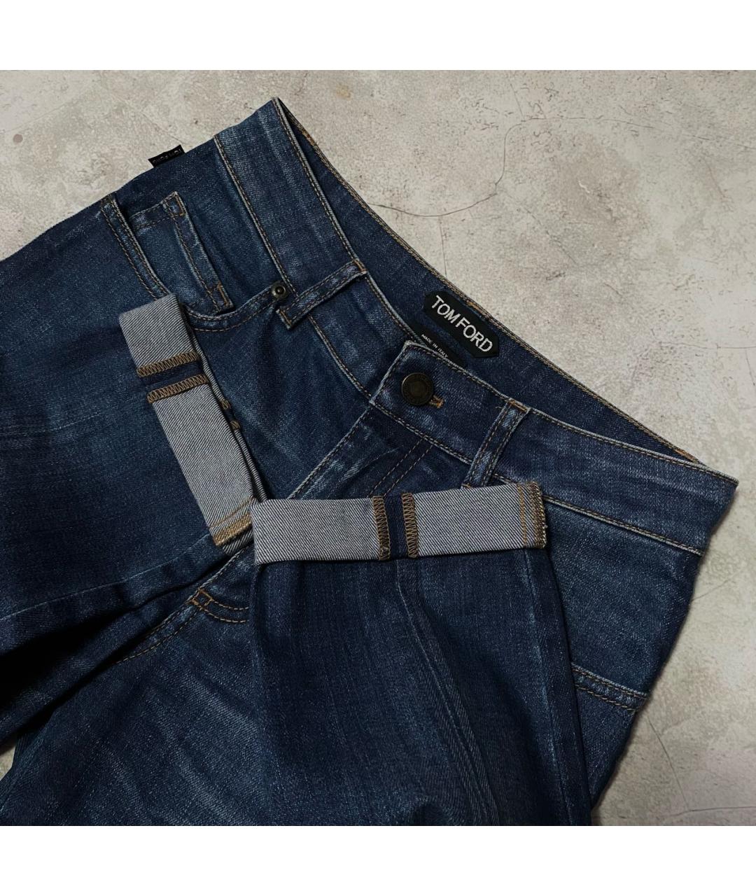TOM FORD Синие хлопко-эластановые джинсы слим, фото 4