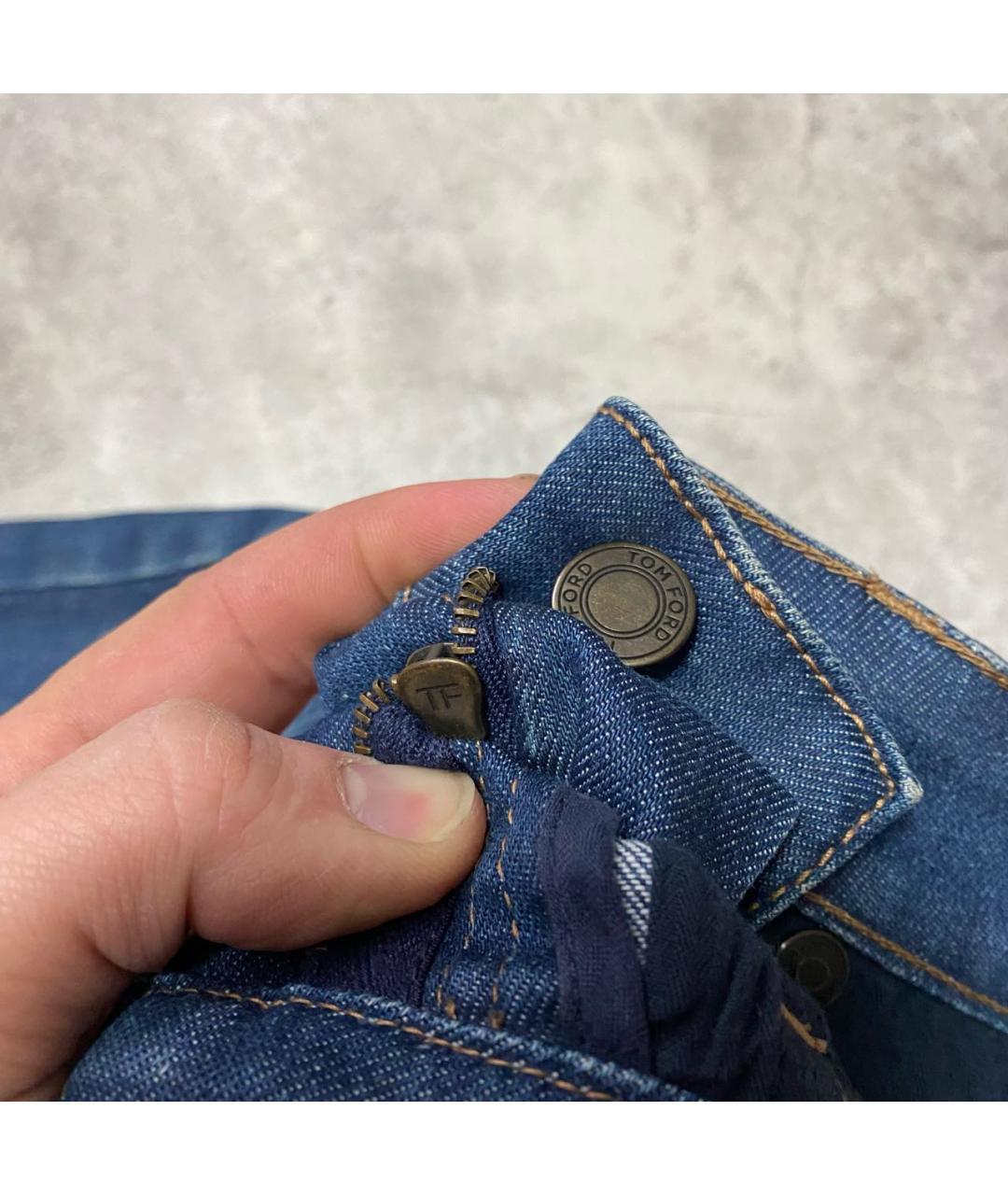 TOM FORD Синие хлопко-эластановые джинсы слим, фото 5
