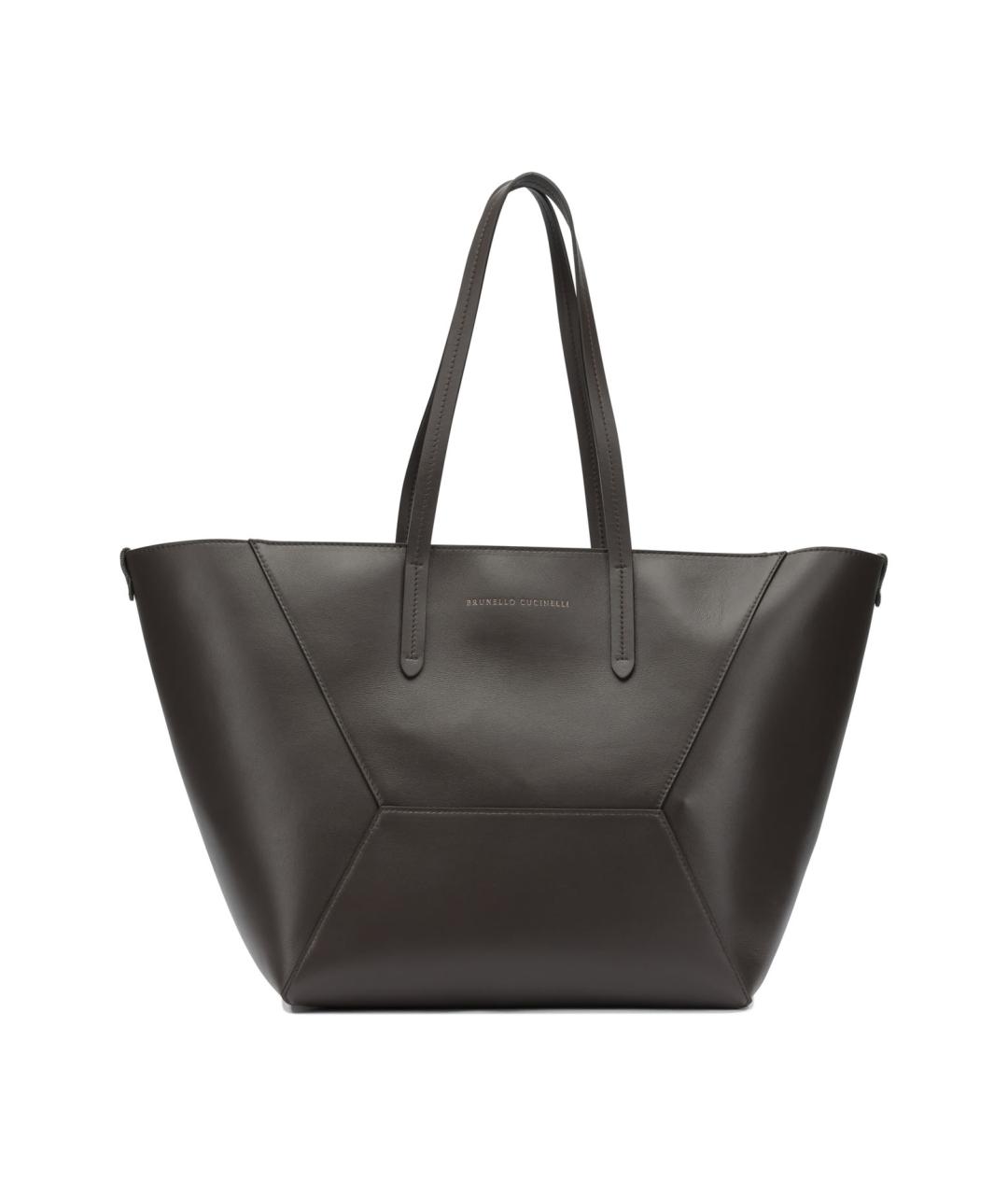 BRUNELLO CUCINELLI Коричневая кожаная сумка тоут, фото 1