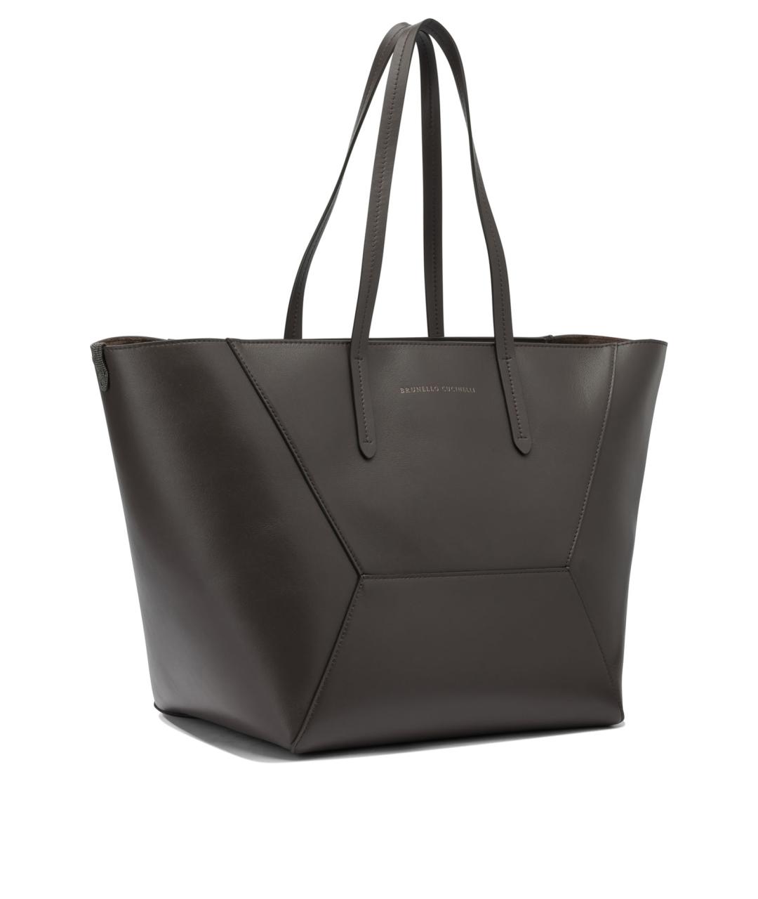 BRUNELLO CUCINELLI Коричневая кожаная сумка тоут, фото 2