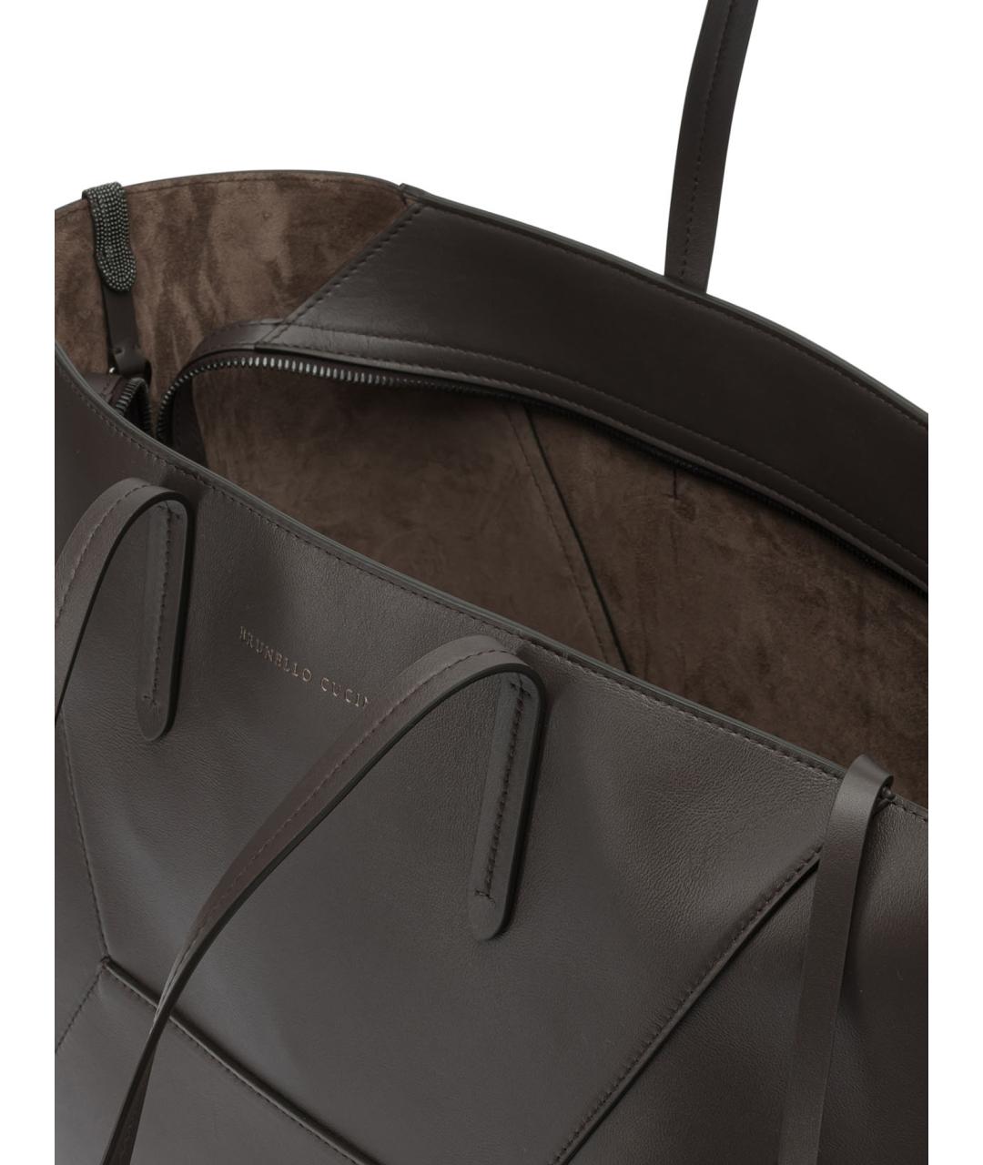BRUNELLO CUCINELLI Коричневая кожаная сумка тоут, фото 5