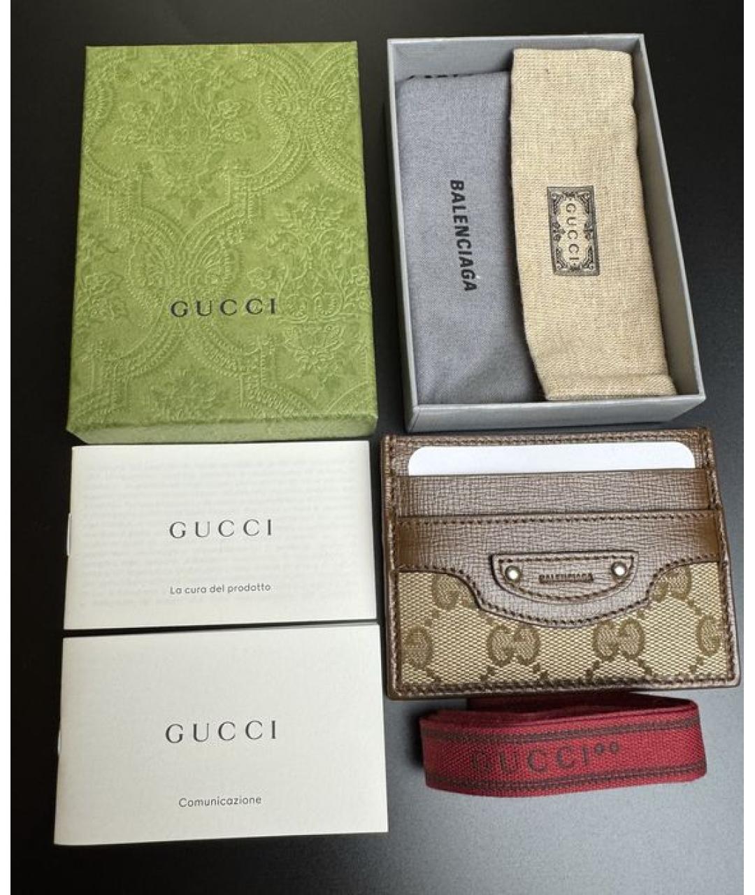 GUCCI Коричневый кожаный кардхолдер, фото 4