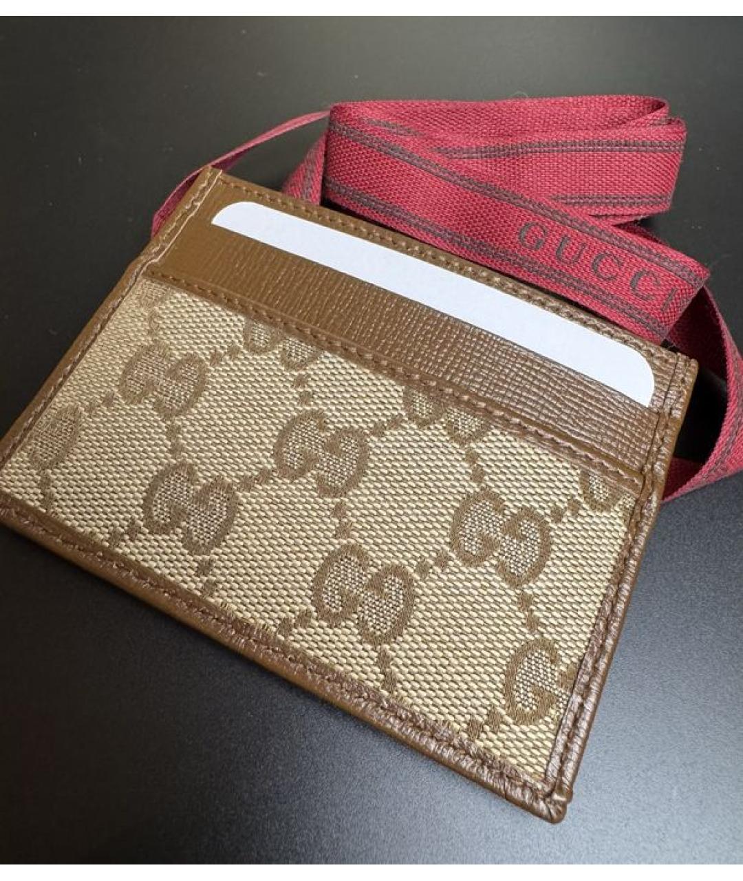 GUCCI Коричневый кожаный кардхолдер, фото 3