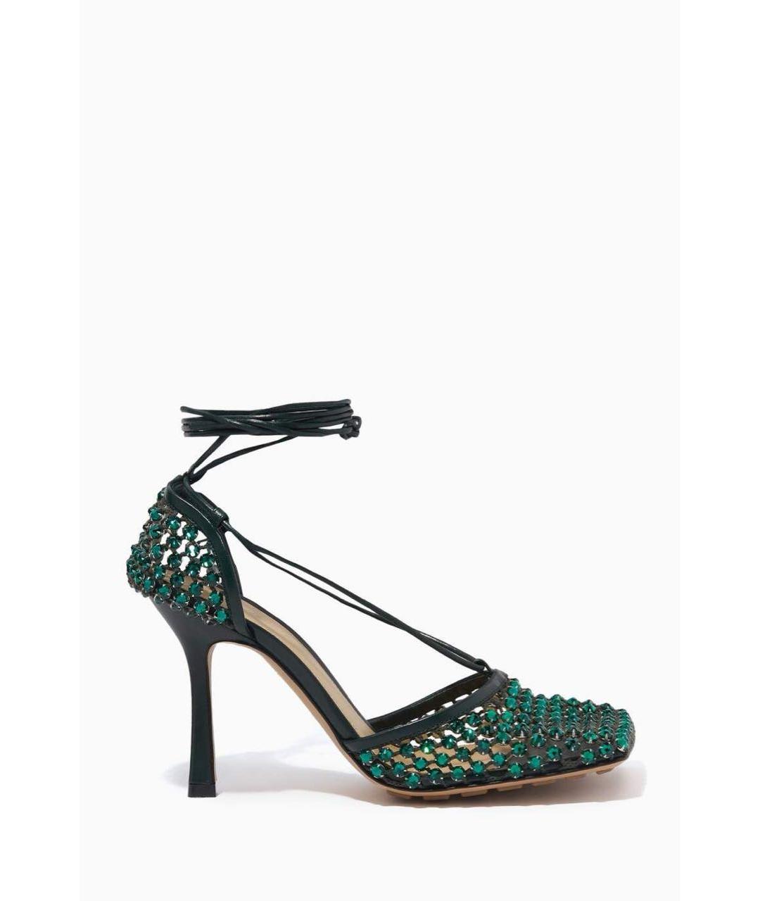 BOTTEGA VENETA Зеленые кожаные босоножки, фото 4