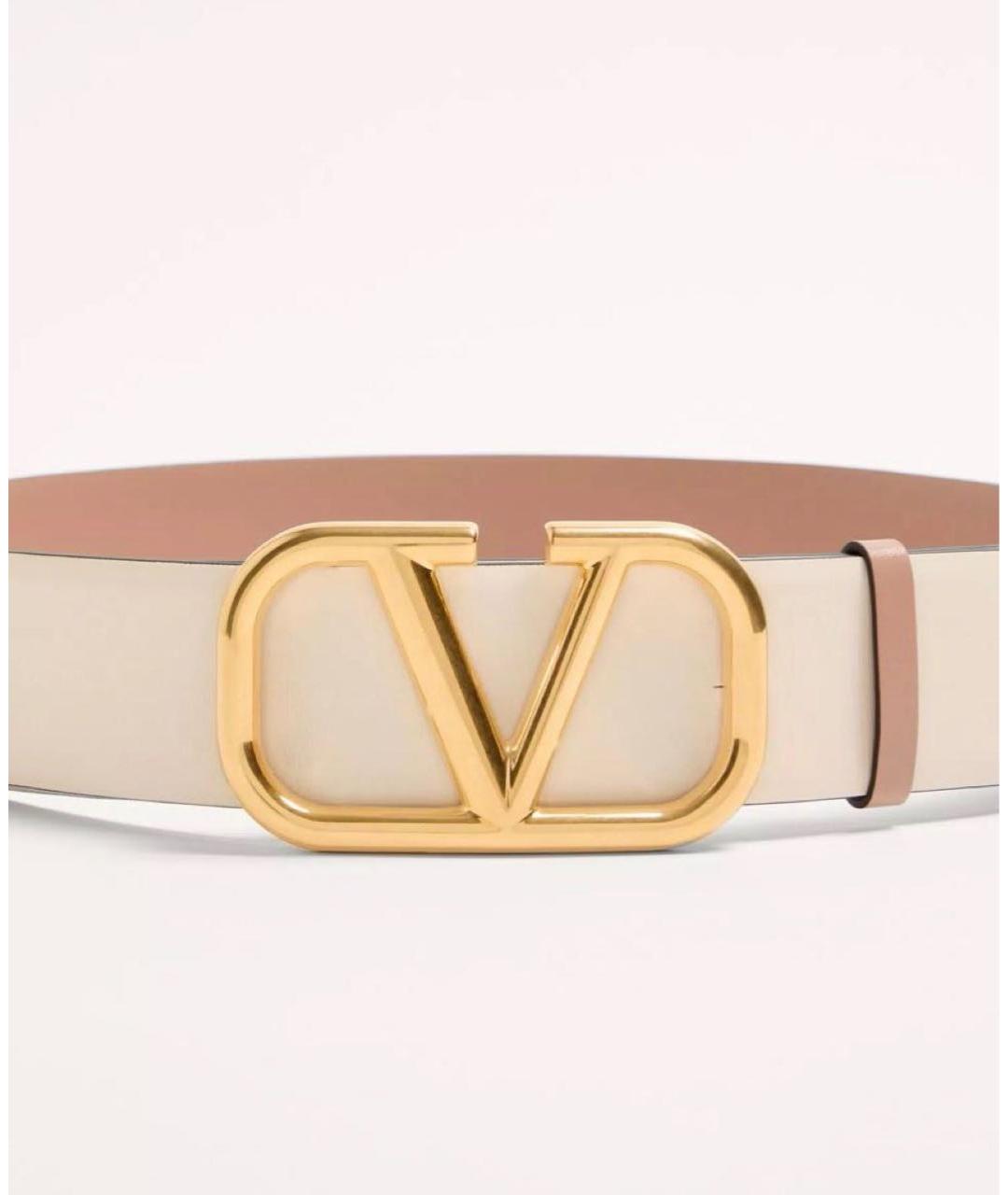 VALENTINO Бежевый кожаный ремень, фото 4